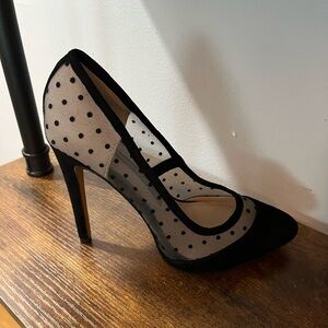Swiss dot heels.  French Connection